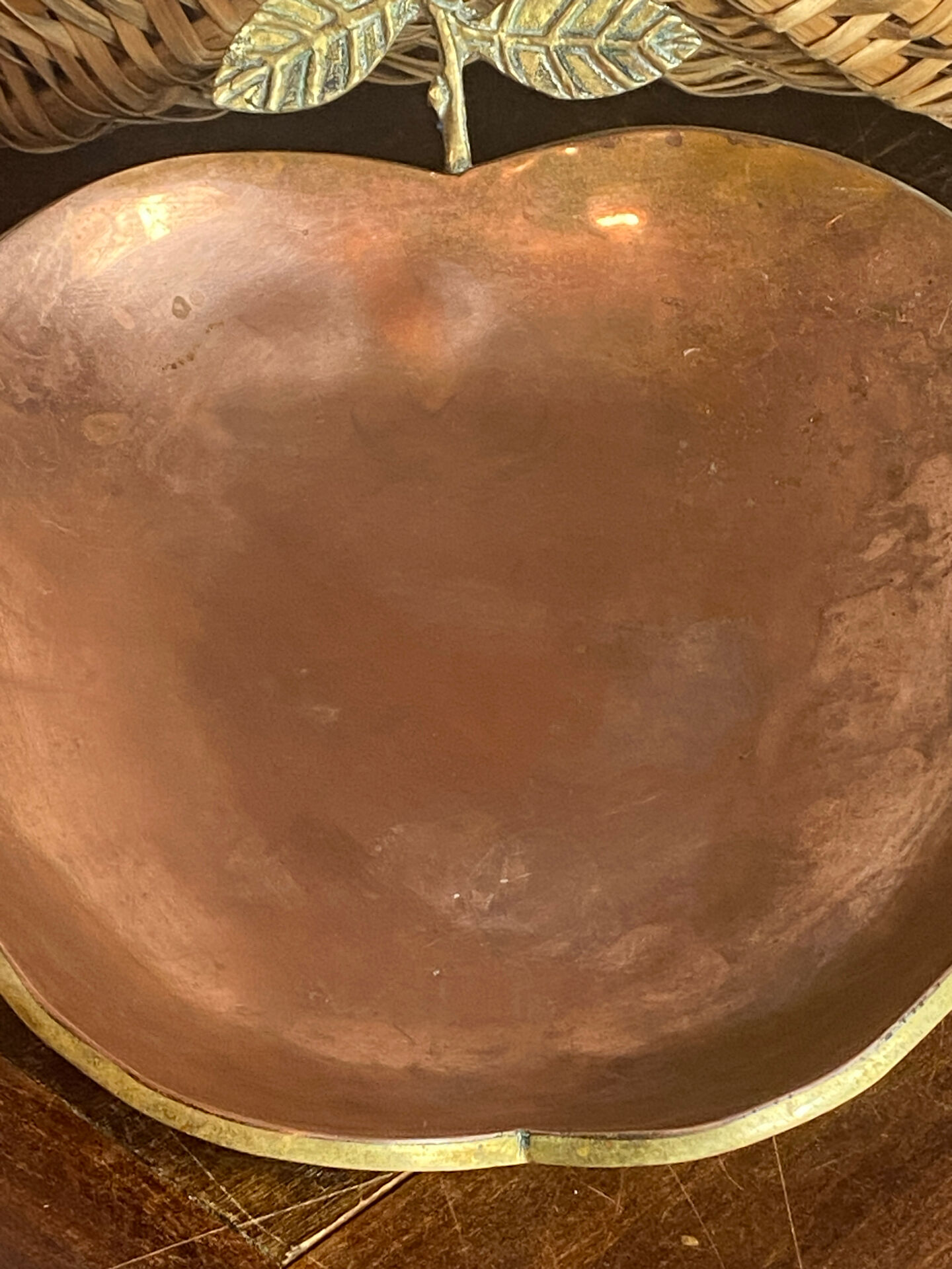 Brass and copper apple catchall