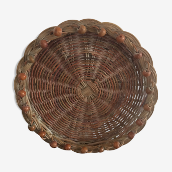 Plateau en osier et perles bois