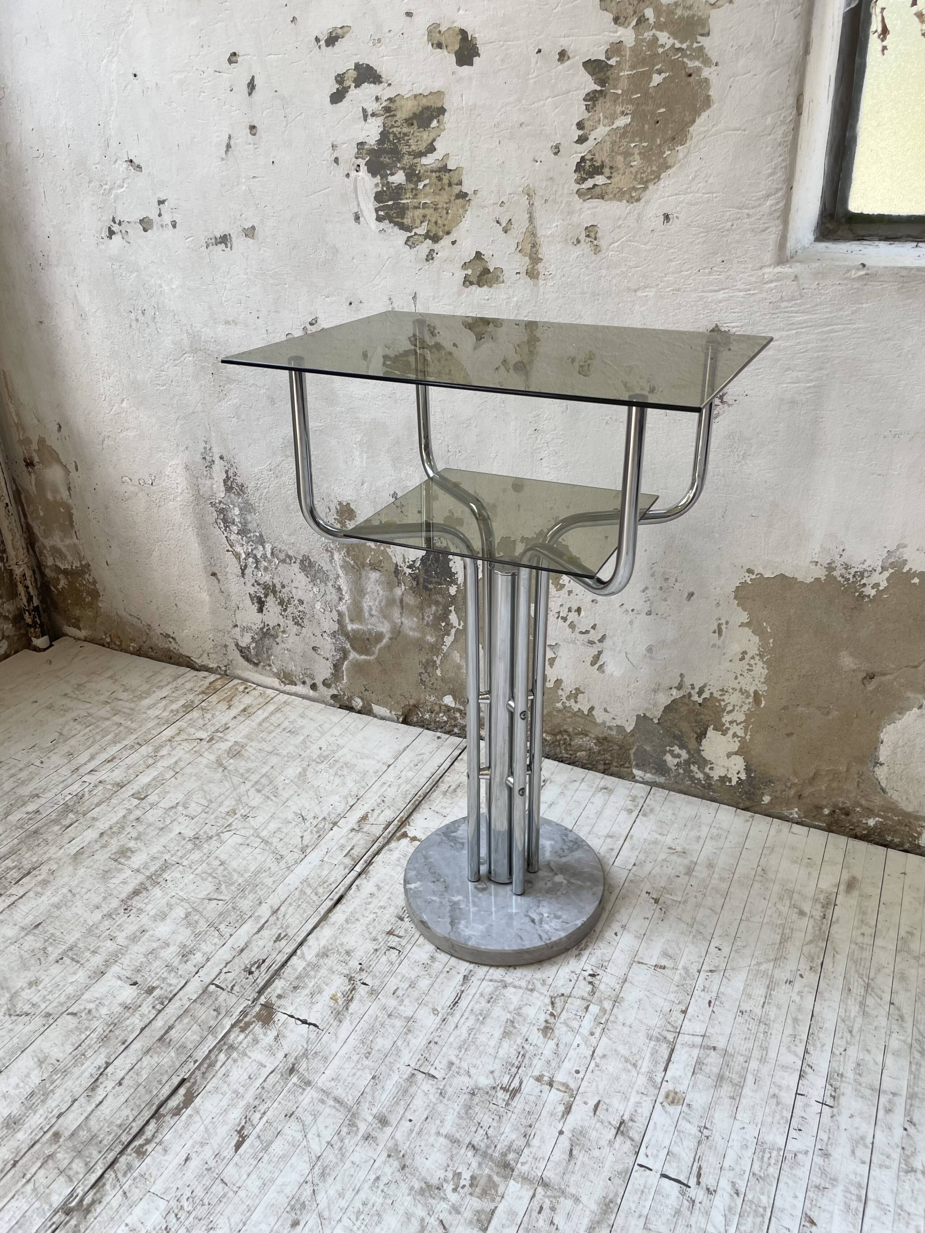 80s glass and marble console