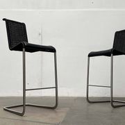Vintage German cantilever bar stools B30 with leather cushions by Tecta and Jean Prouvé, set of 2.