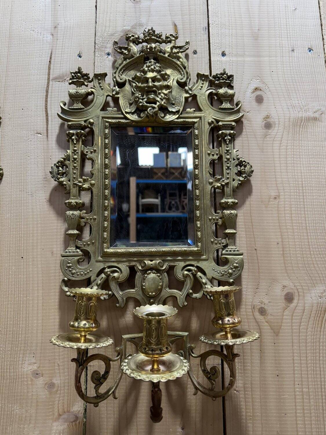 Pair of mirrors with candle holders in bronze signed FC Paris Napoleon III