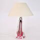 Lampe de table en verre rose Val St Lambert du milieu du siècle