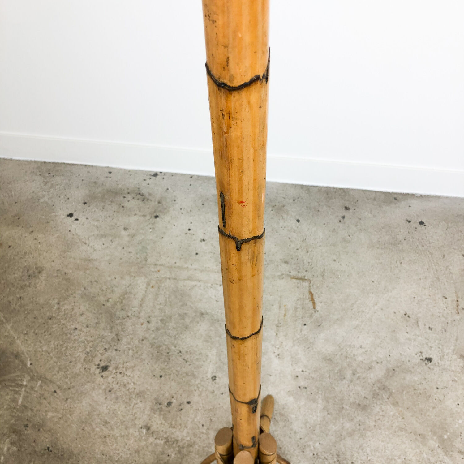 Vintage rattan and bamboo coat rack stand