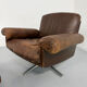 Vintage 70s brown leather ottoman chair design DE SEDE DS-31