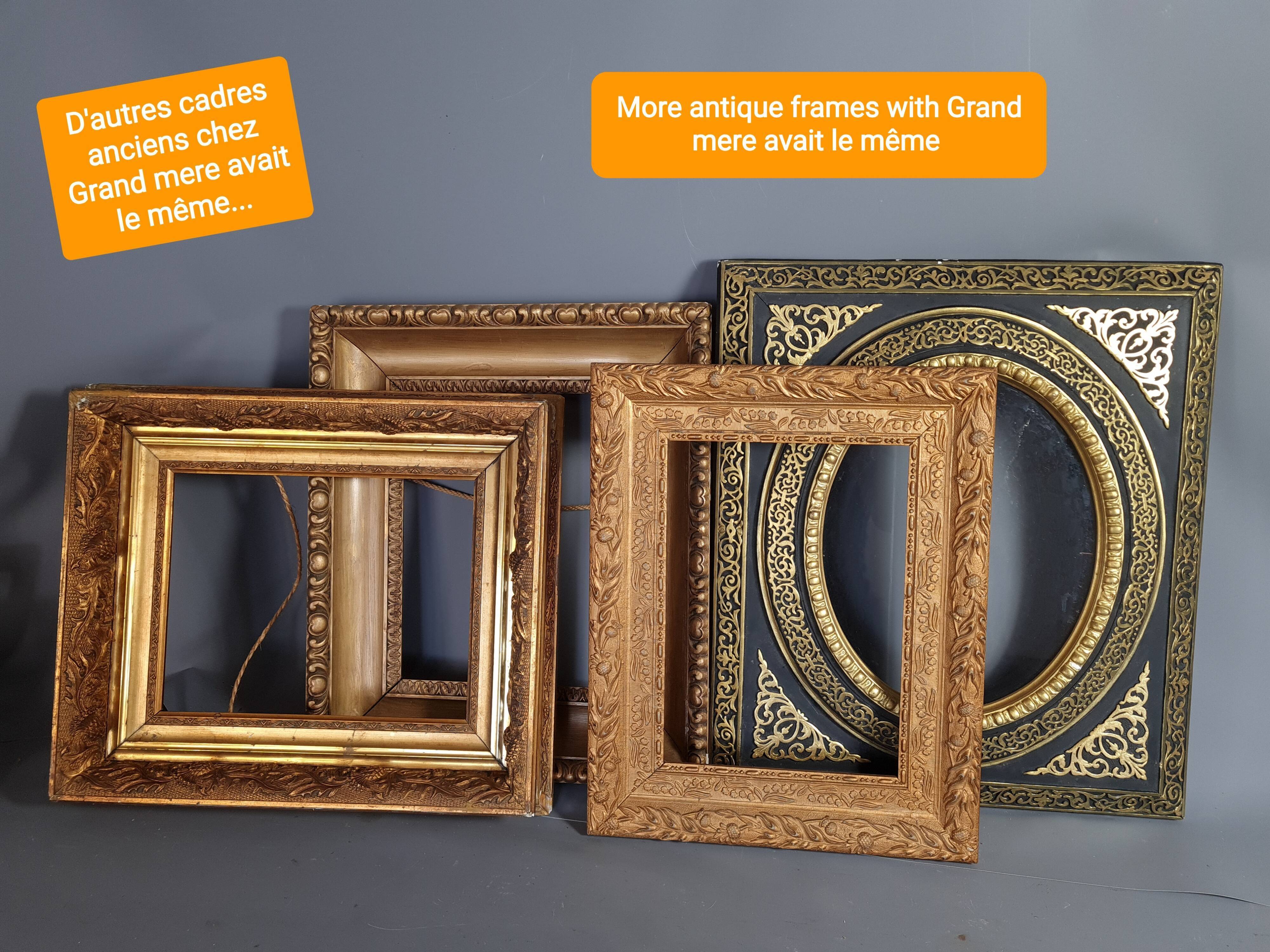 Old frame gilded stucco wood glass 46.5x35.5 cm, hardwood 41.7x32.7 cm SB