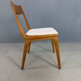 Alfred Christensen Danish oak "Boomerang" chairs set of 6 boucle fabric