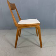 Alfred Christensen Danish oak "Boomerang" chairs set of 6 boucle fabric