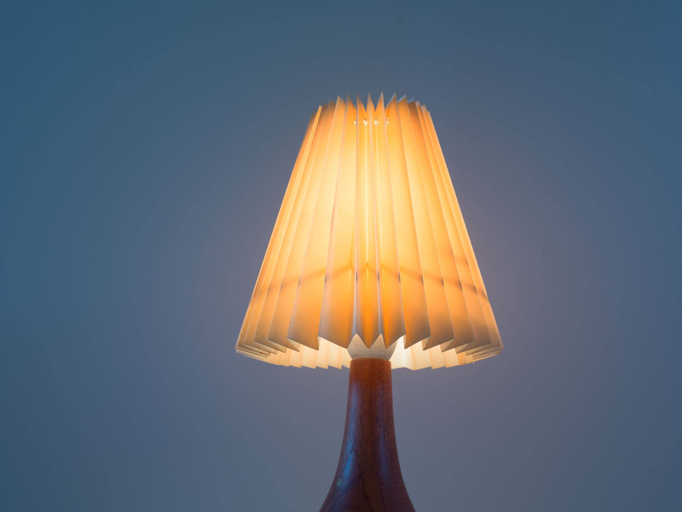 Danish solid teak and brass table lamp