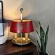 Ancienne lampe bouillotte bronze & tôle peinte, électrifiée D083