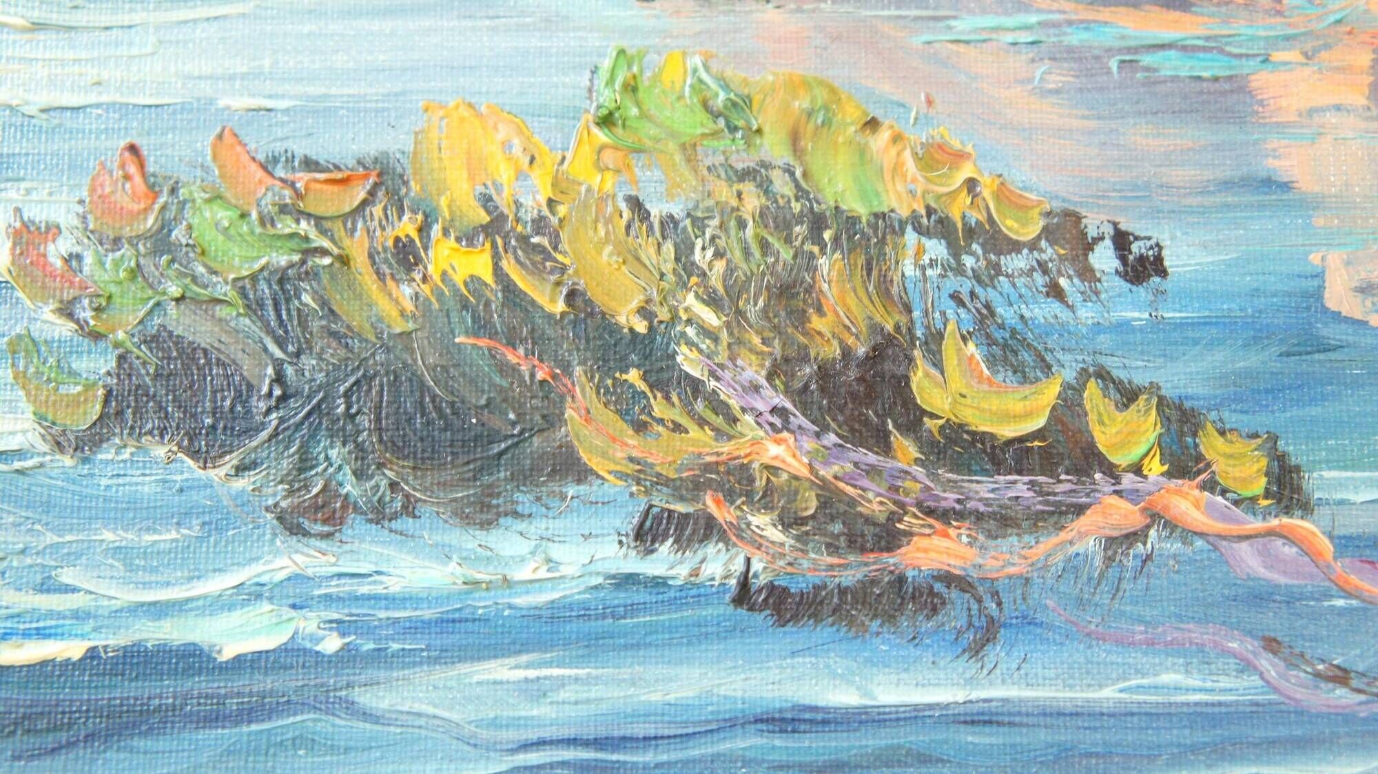 Painting by the painter Louis Andrey "Impressionist landscape of the Côte d'Azur"