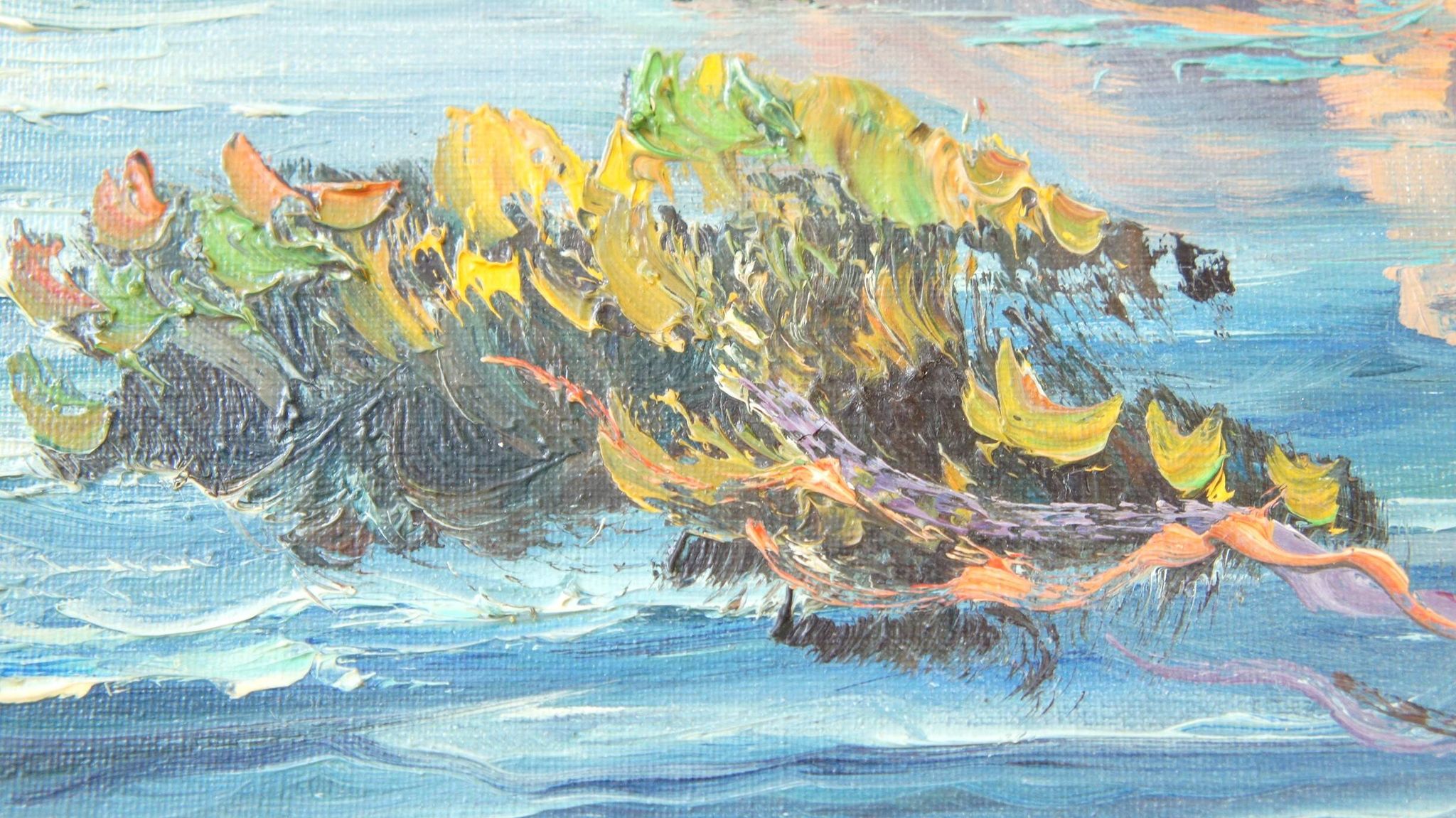 Painting by the painter Louis Andrey "Impressionist landscape of the Côte d'Azur"