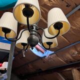 Ceiling lamp in wood and wrought iron vintage