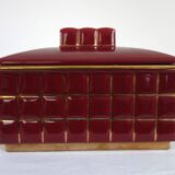 Art Deco box in burgundy ceramic art Poët Laval