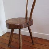 Tripod Chair solid wood folk art brutaliste