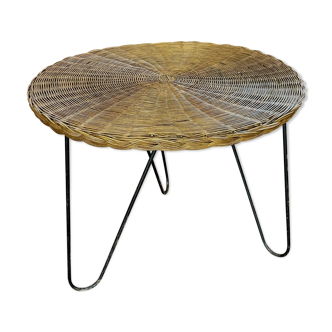 Rattan and metal coffee table