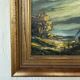 Small vintage painting of a countryside landscape – Oil on canvas – Old house