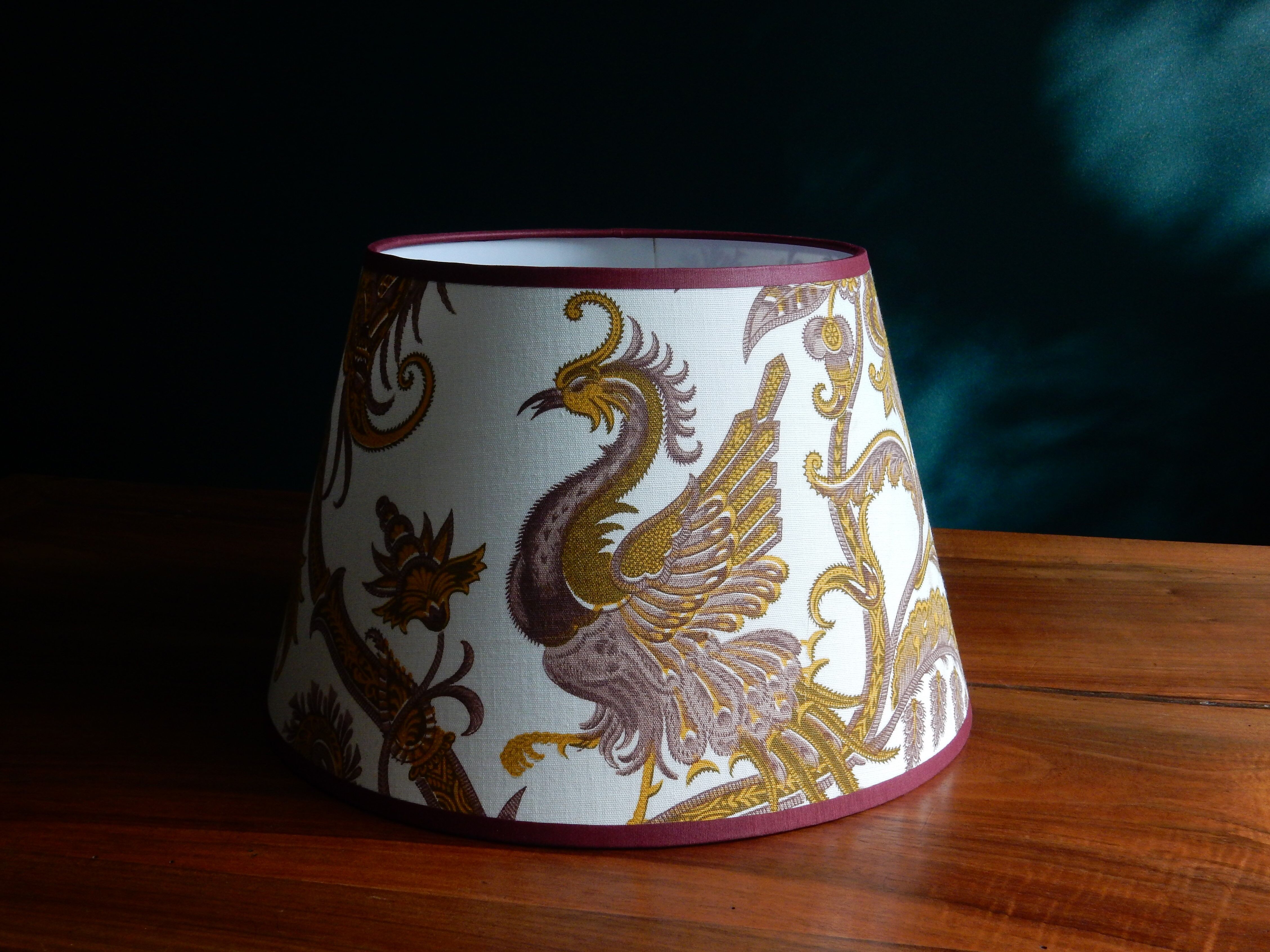 Conical lampshade vintage fabric Boussac Romanex