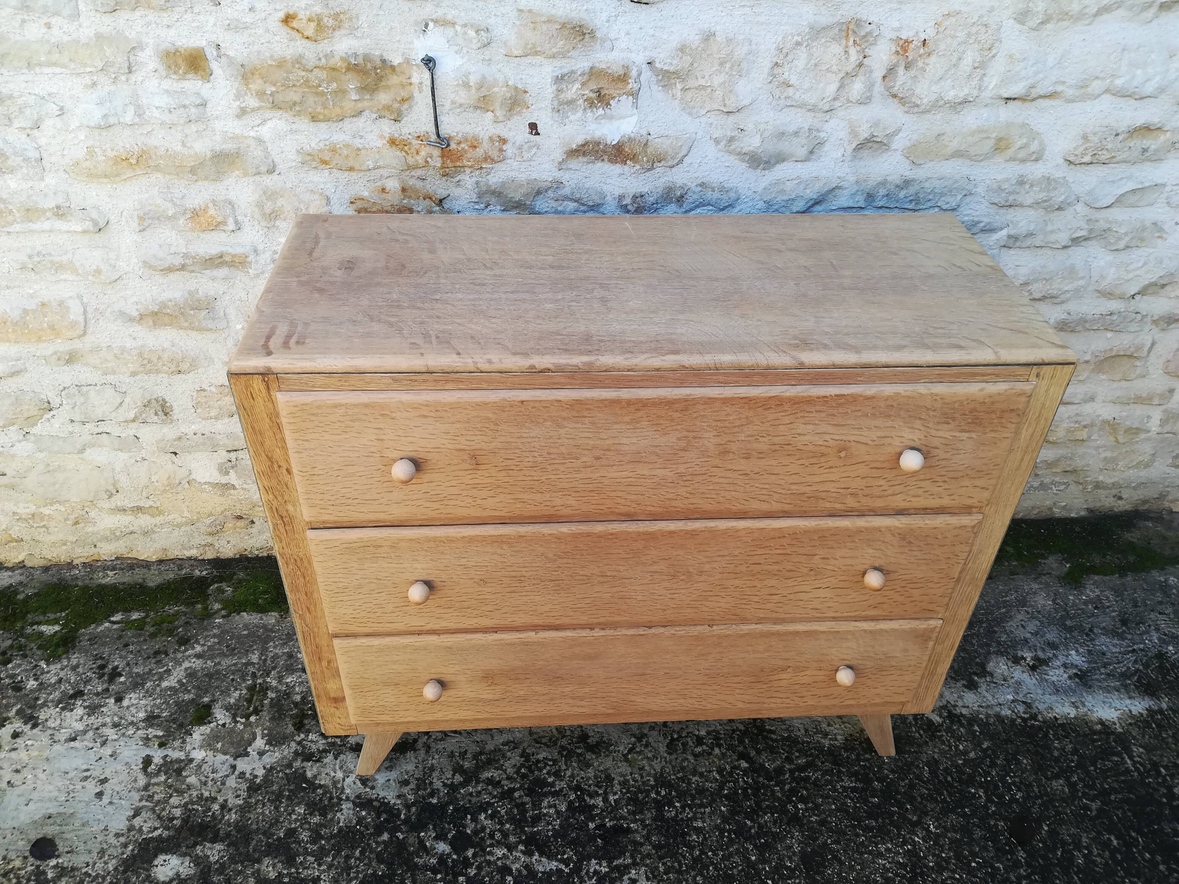 Vintage raw oak chest of drawers