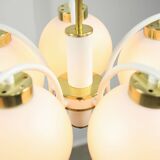 Mid-century modern Italian Brass and Opaline Chandelier