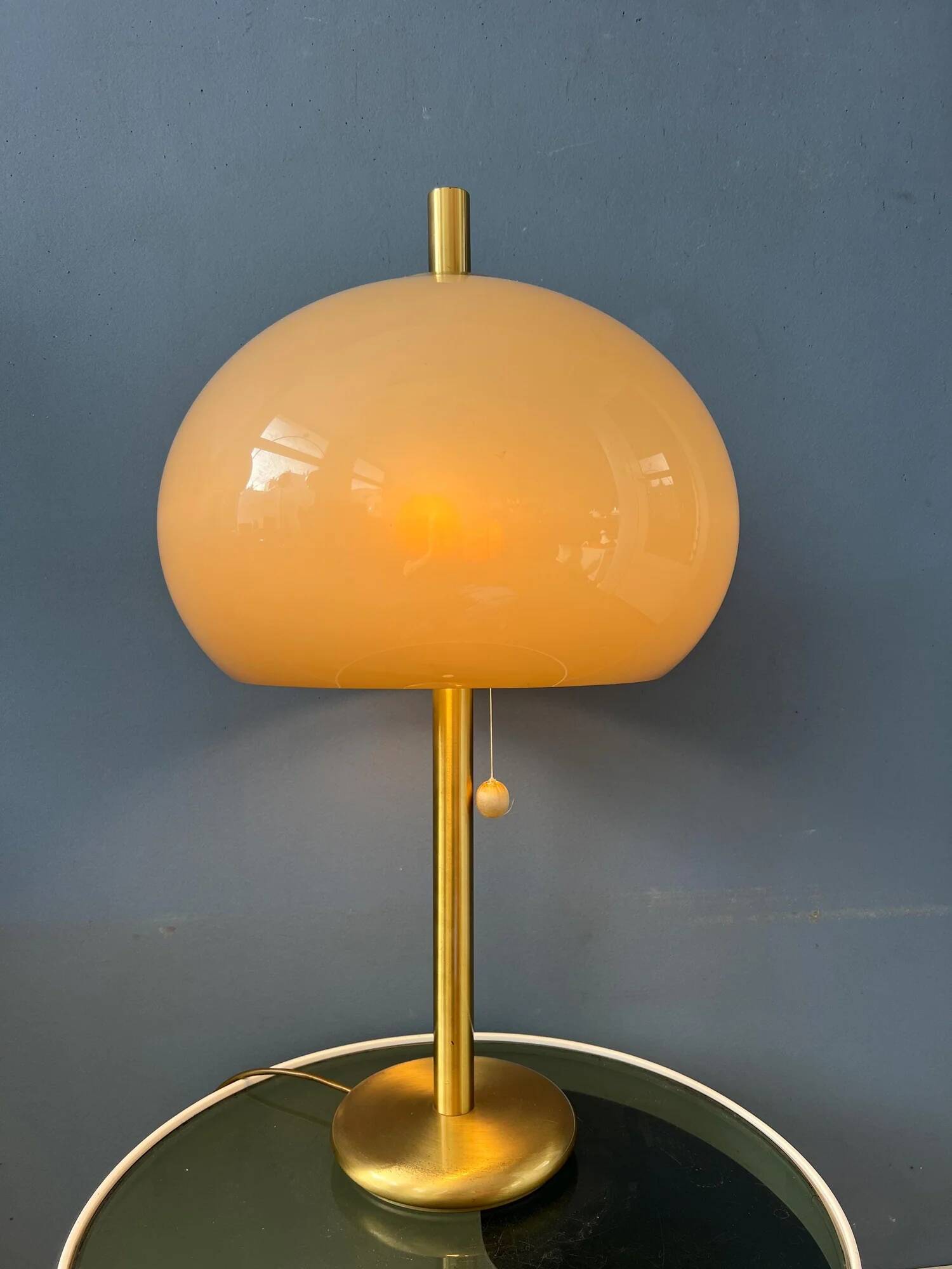 Large vintage brass mushroom space age table lamp