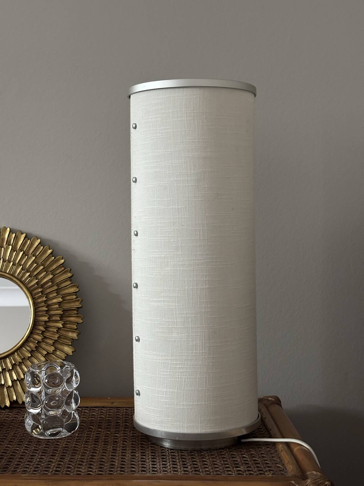 Linen and metal floor lamp