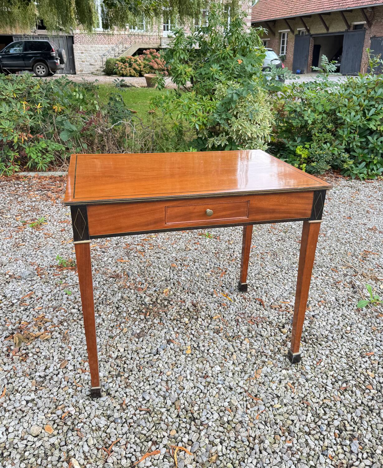 Jean Joseph Chapuis Mahogany Desk, Writing Table, Directoire Period