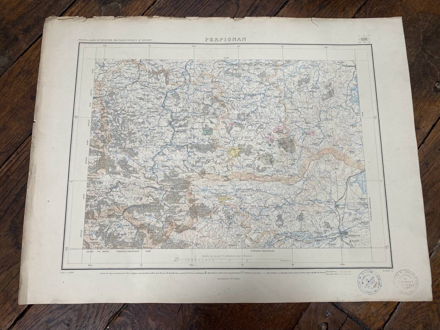 Ancienne carte de Perpignan Ponts et chaussées