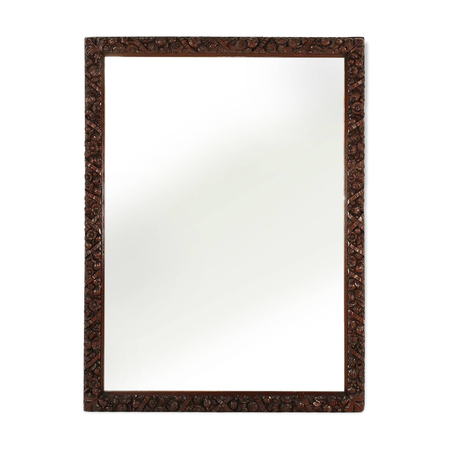 Rare large Antique Baroque or Rococo style hand carved oak mirror, France c