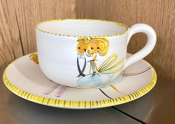 Service duo à thé ou café par l'atelier cerenne à vallauris, vers 1955