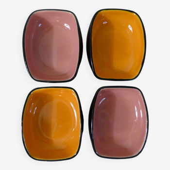 4 vintage ceramic bowls with free-form design
