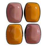 4 vintage ceramic bowls with free-form design