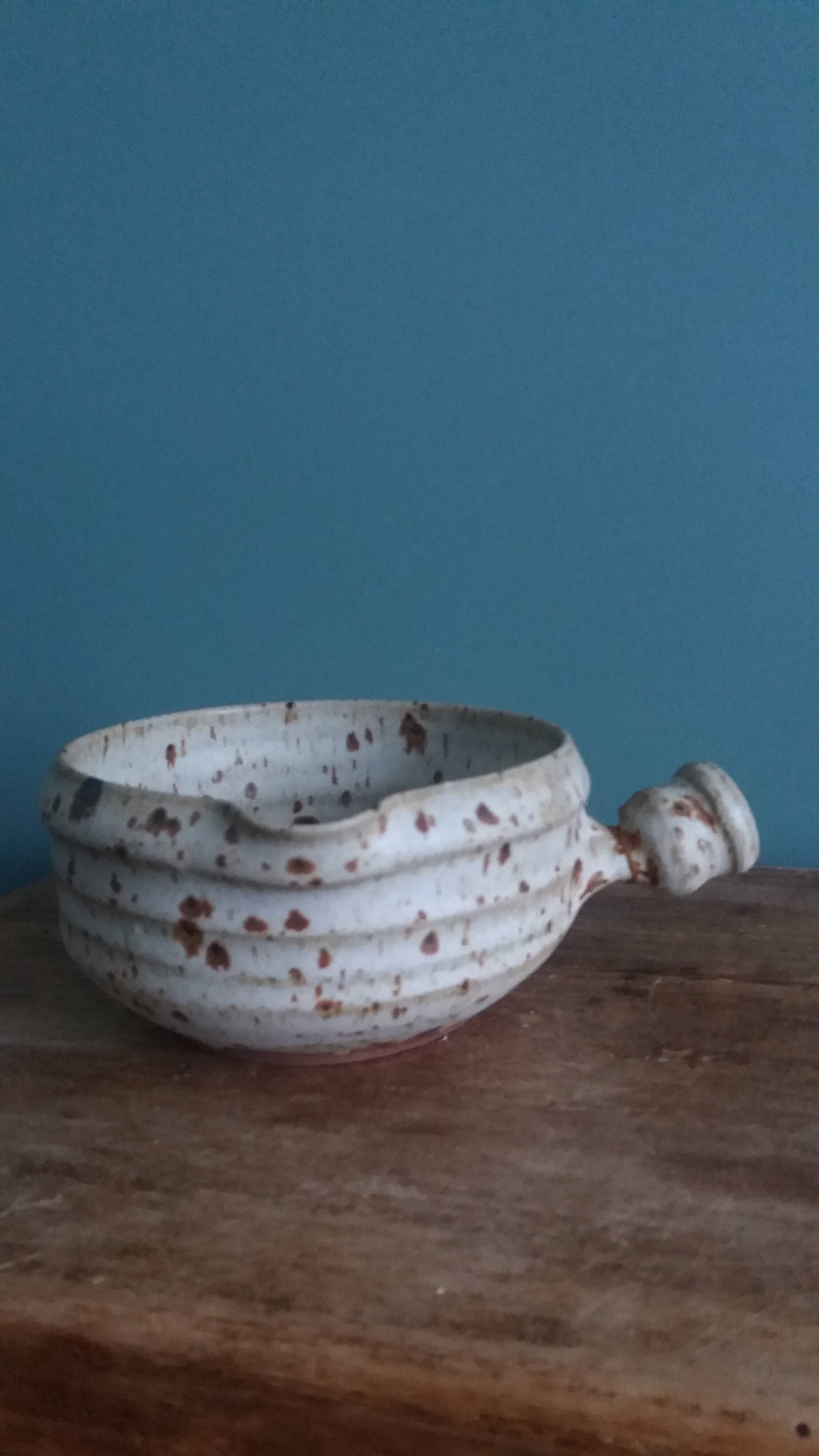 Sauceboat, fondue pot signed Gustave Tiffoche, Saint-Nazaire, 1975