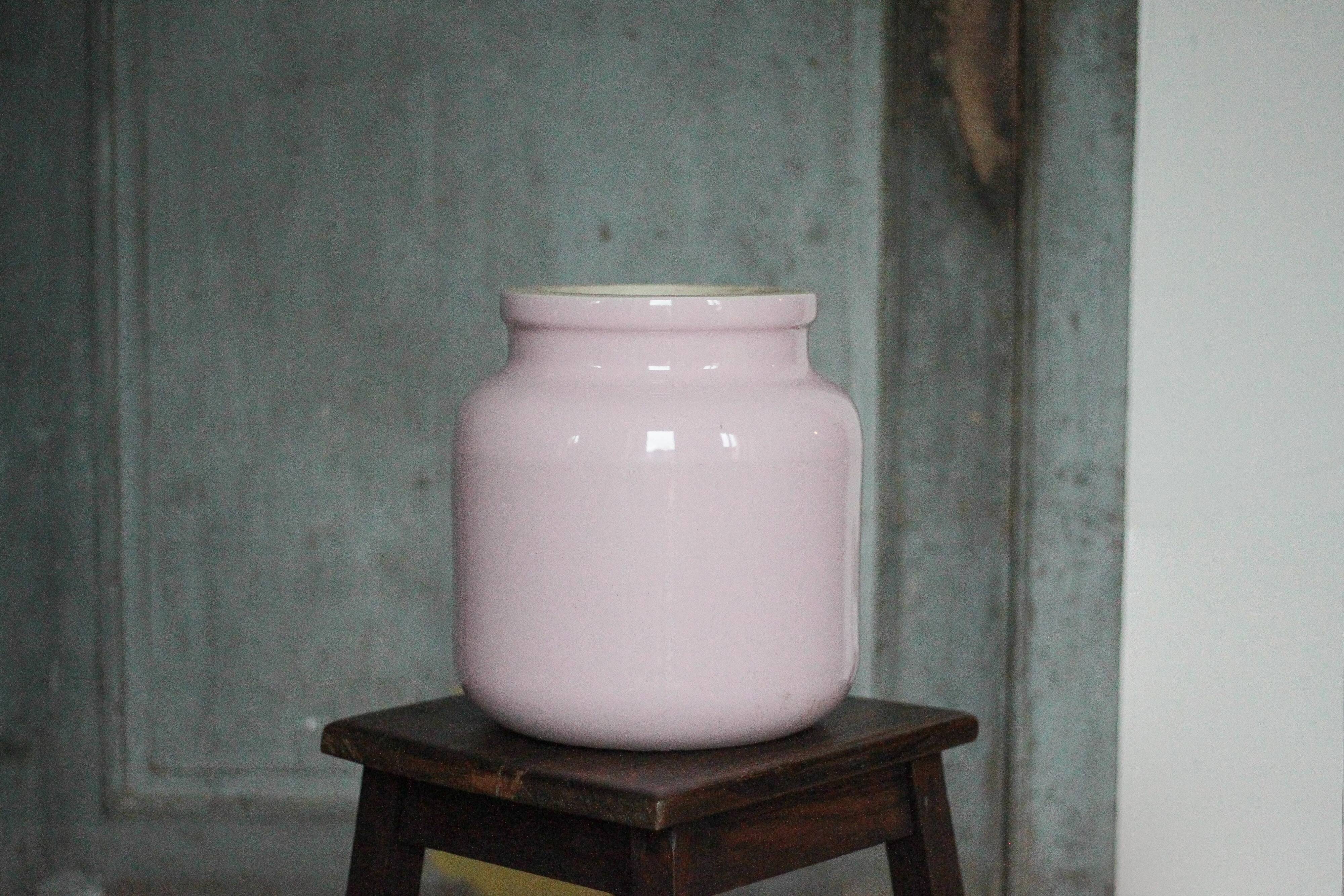 Pot porcelaine XL, jarre porcelaine rose,vase, rangement, déco