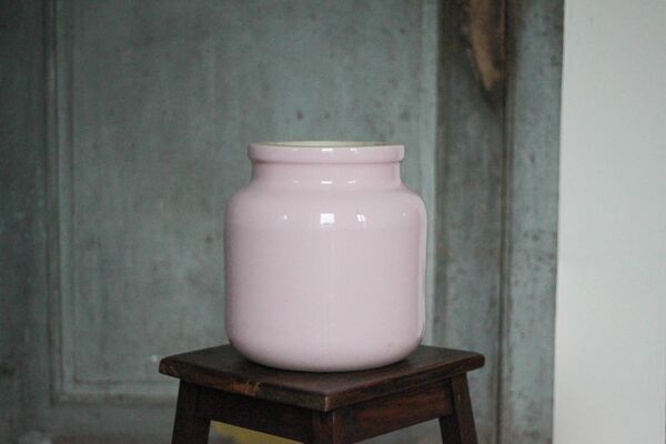 Pot porcelaine XL, jarre porcelaine rose,vase, rangement, déco