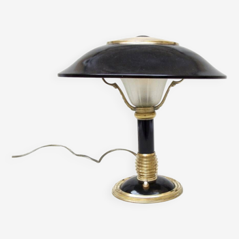 Art Deco lamp black metal and brass