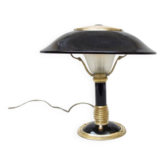 Art Deco lamp black metal and brass