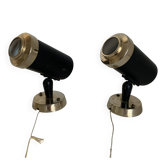 Pair of vintage 1950 Lita Zodiac spots by Jacques Biny in black and gold - 16 x 13