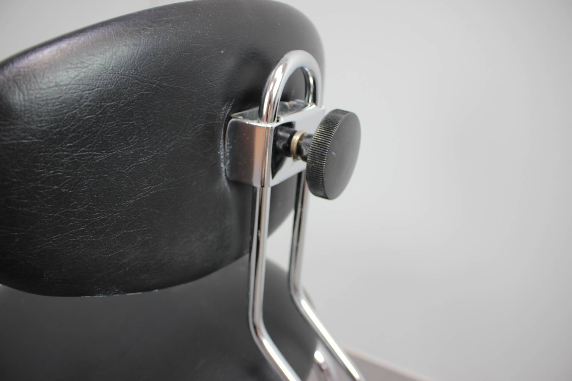 Adjustable chrome office chair on wheels, Czechoslovakia, 1980s
