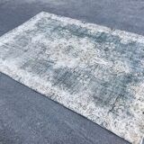 Beige Blue Green Faded oushak Rug