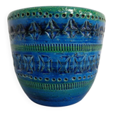 Italian Rimini Blue Ceramic Cachepot by Aldo Londi for Bitossi, 1960s
