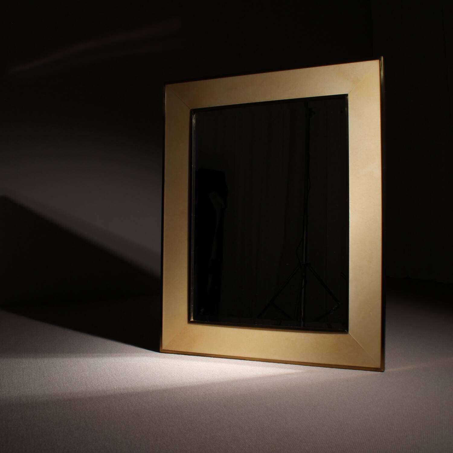 Lacquered Goatskin Parchment Wall Mirror by Aldo Tura | Italy 1970s