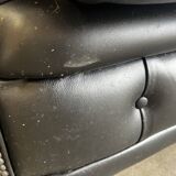Chesterfield seat/sofa/settee in sturdy black leather