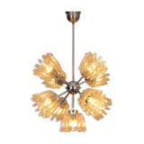 Chrome and Frosted Tulip glass candlestick by Doria