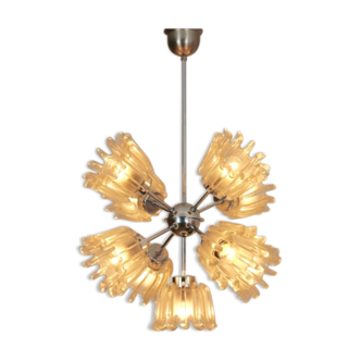 Lustre chromé en forme de tulipe par Doria