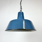 Industrial Blue Enamel Factory Pendant Lamp, 1960s