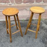 paire de Tabourets de bar bois vintage