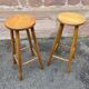 pair of vintage wooden bar stools