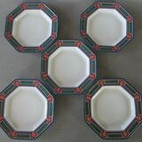 5 assiettes creuses COQUET forme Lotus modèle Orénoque