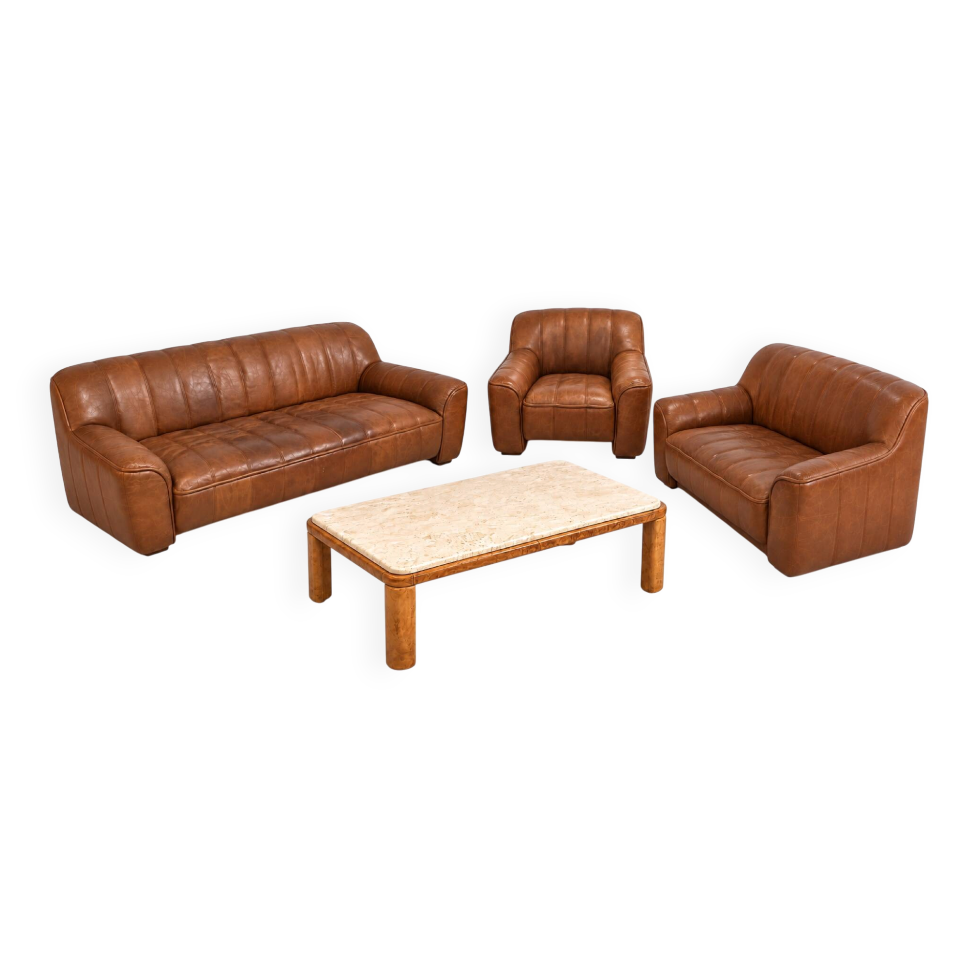DS 44 Seating Set in Buffalo Leather in Leather and Marble from de Sed