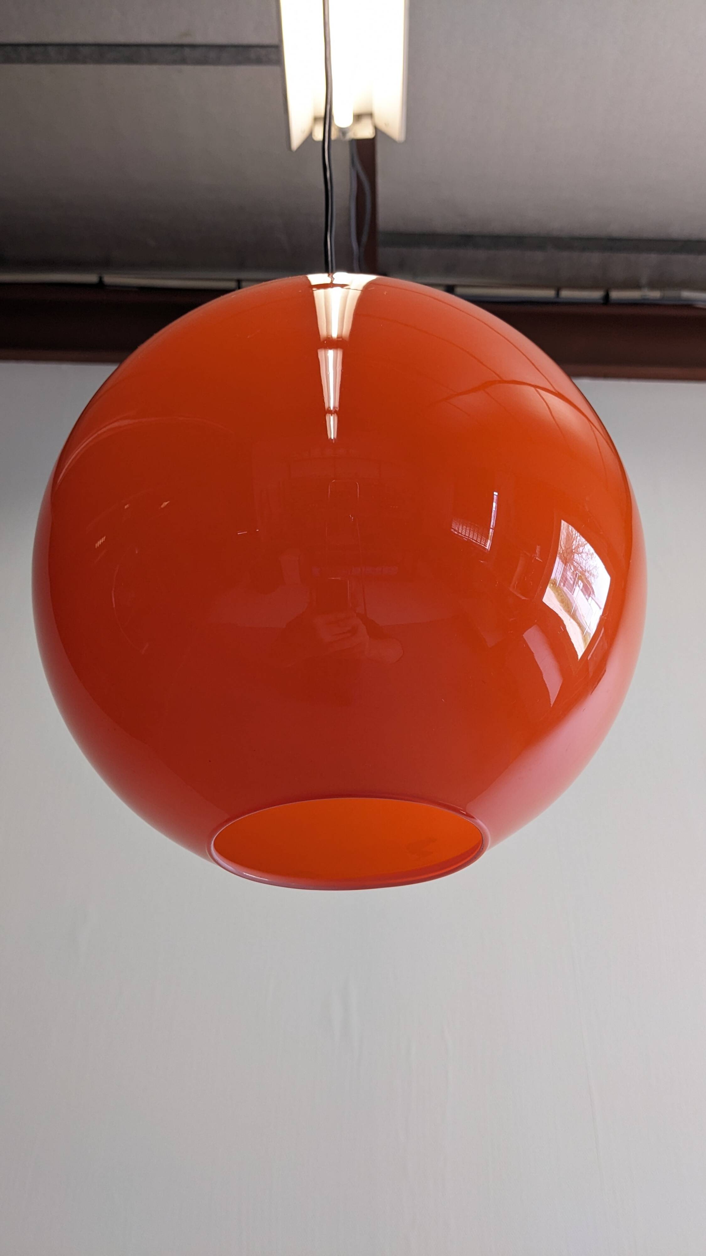 Orange opaline ball pendant from the 60s/70s